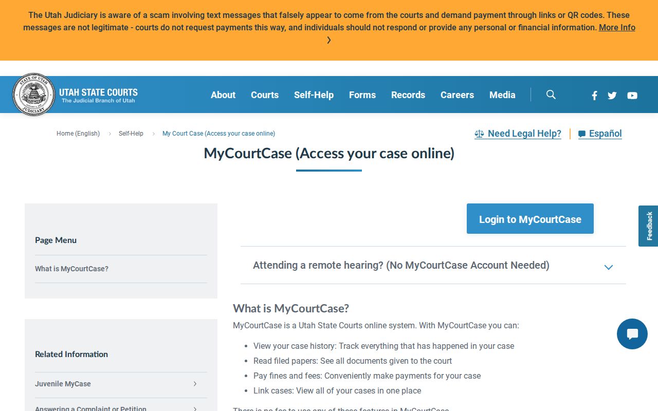 Uintah County criminal docket party-only MyCase access