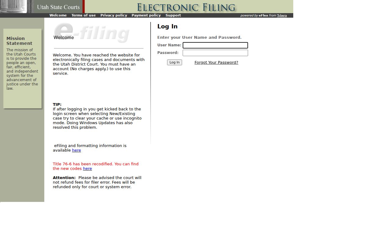 Uintah County criminal docket state e-filing portal